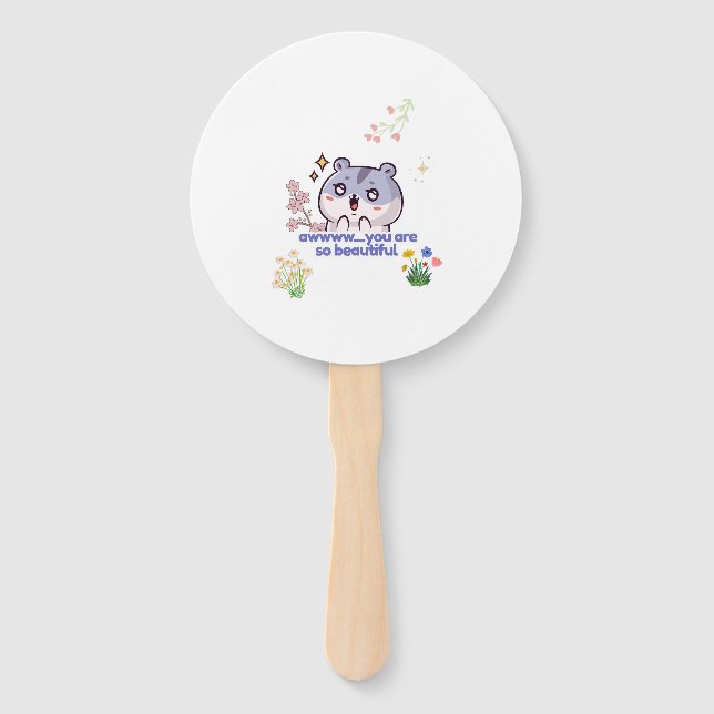 ​Cute Aesthetic Hamster Hand Fan (Front)