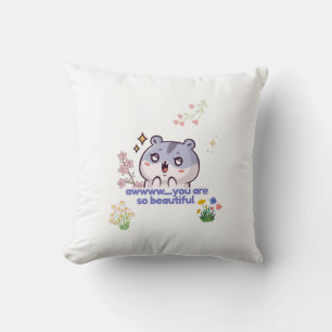 Cute Aesthetic Hamster Throw Pillow