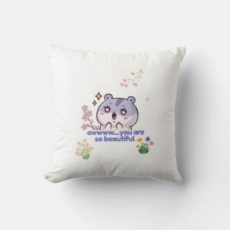 Cute Aesthetic Hamster Throw Pillow