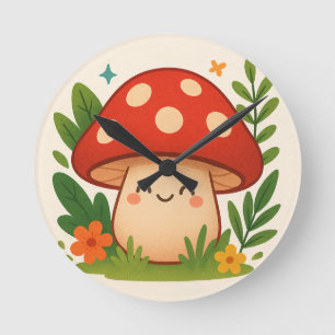 Cute Aesthetic Mushroom Wall Clock