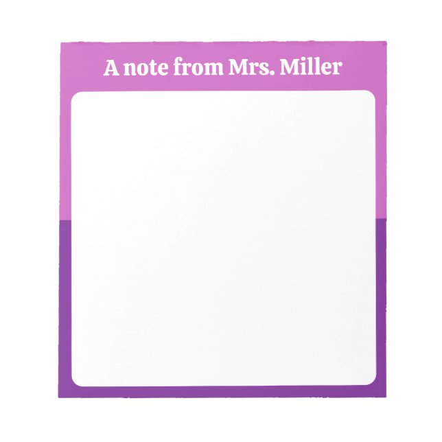 Cute Aesthetic Purple Simple Modern Personalized Notepad (Front)