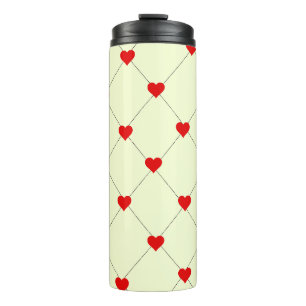 Cute Aesthetic Red Hearts Pattern Thermal Tumbler