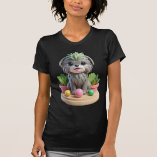 Cute Affenpinscher Succulent 3D Grey Monkey Dog T-Shirt