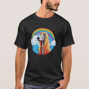 Cute Afghan Hound Rainbow Cloud Kawaii Puppy Dog L T-Shirt