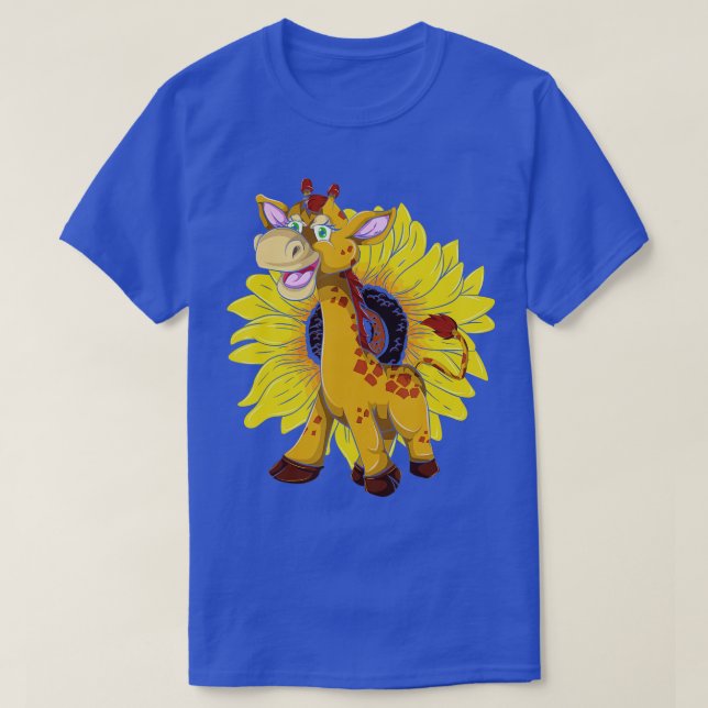 Cute Africa Animal Lover Yellow Flower Sunflower G T-Shirt (Design Front)