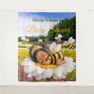 Cute African American Baby Girl Garden Backdrop Tapestry