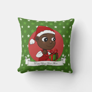 Cute African American baby with a Christmas hat Cushion