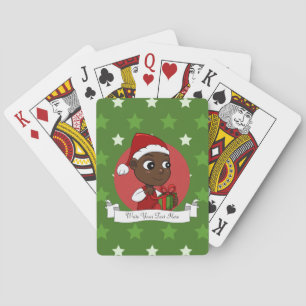 Cute African American baby with a Christmas hat Playing Cards