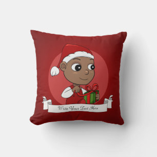 Cute African American baby with a Santa hat Cushion