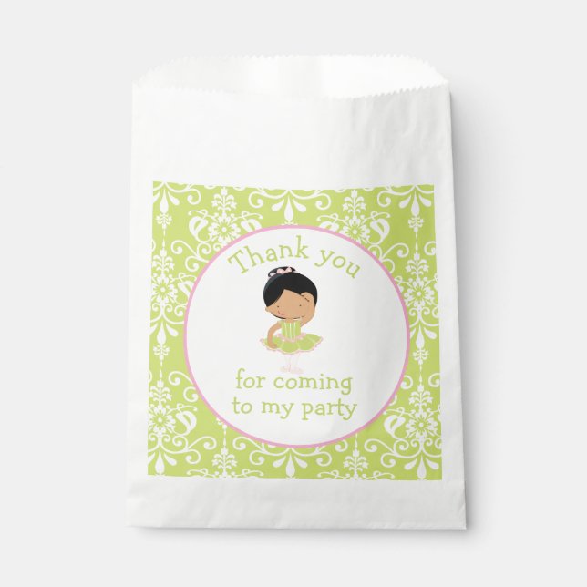 Cute African American Ballerina 'I went to' Favour Bag (Front)