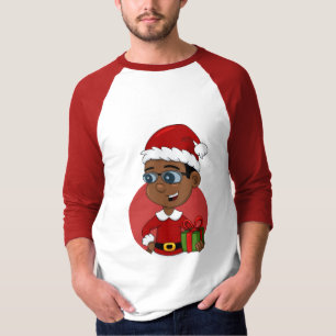 Cute African American Christmas boy with glasses T-Shirt