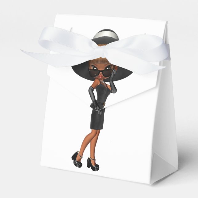 Cute African American Diva Favour Box (Front Side)