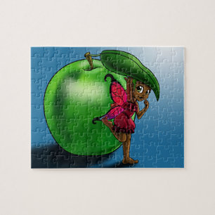 Cute African American Fairy and Apple Jigsaw Puzzle