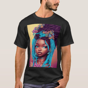 Cute African American Girl Artsy Graphic T-Shirt