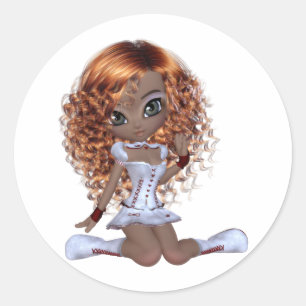 Cute African American Girl Classic Round Sticker