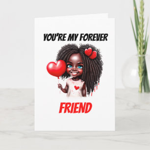 Cute african american girl forever friend heart holiday card