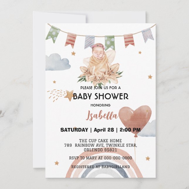 Cute African american girls baby shower Invitation (Front)