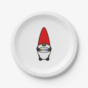 Cute African American Gnome With Neurodivergent Ra Paper Plate