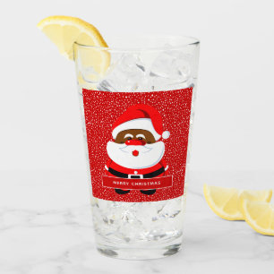 Cute African-American Santa Claus Christmas Glass
