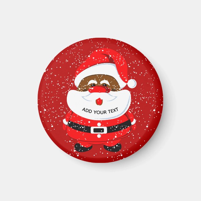 Cute African-American Santa Claus Christmas Magnet (Front)
