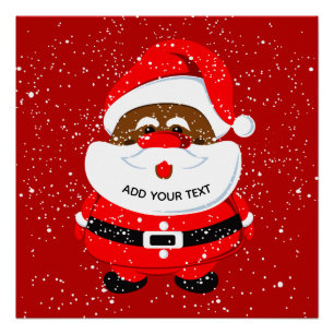Cute African-American Santa Claus Christmas Poster