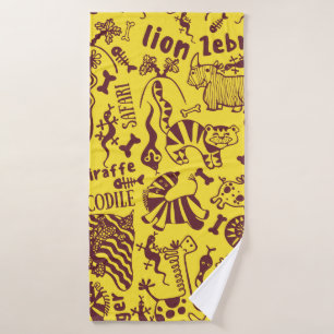 Cute African animals seamless pattern Bath Towel