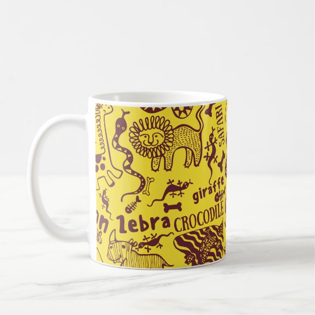 Cute African animals seamless pattern Coffee Mug (Left)