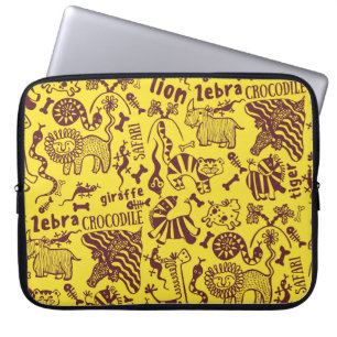 Cute African animals seamless pattern Laptop Sleeve