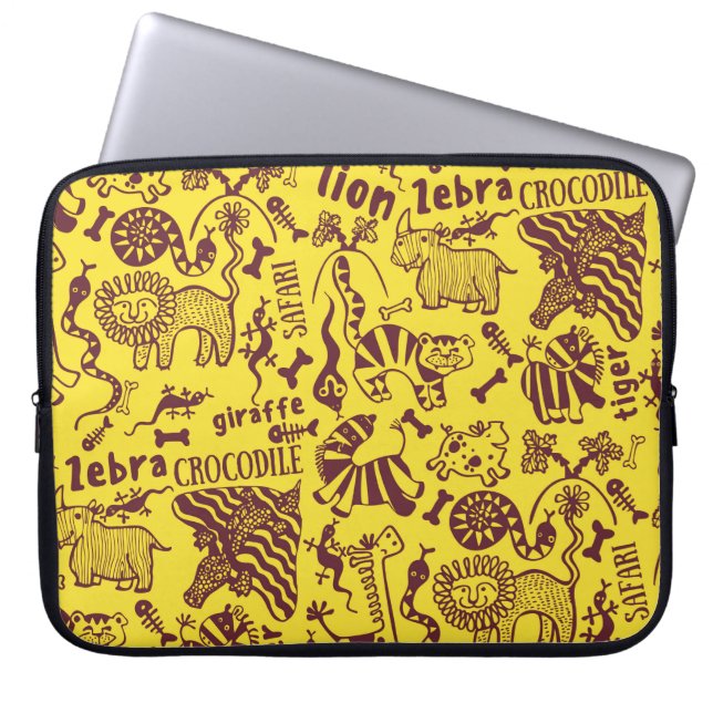 Cute African animals seamless pattern Laptop Sleeve (Front)