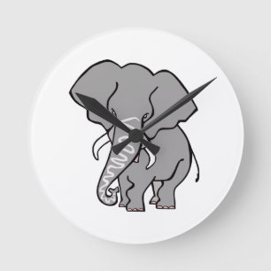 Cute African ELEPHANT -Endangered animal - Round Clock