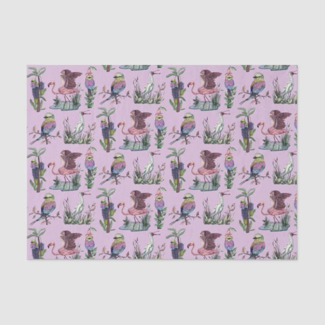 Cute African Flamingo Bird Lover Aesthetic Tissue Paper (Front)