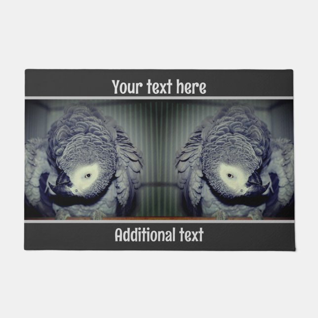 Cute African Grey Parrot Personalised Doormat (Front)