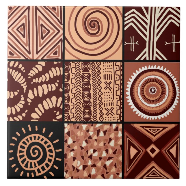 Cute African style pattern  Ceramic Tile (Front)
