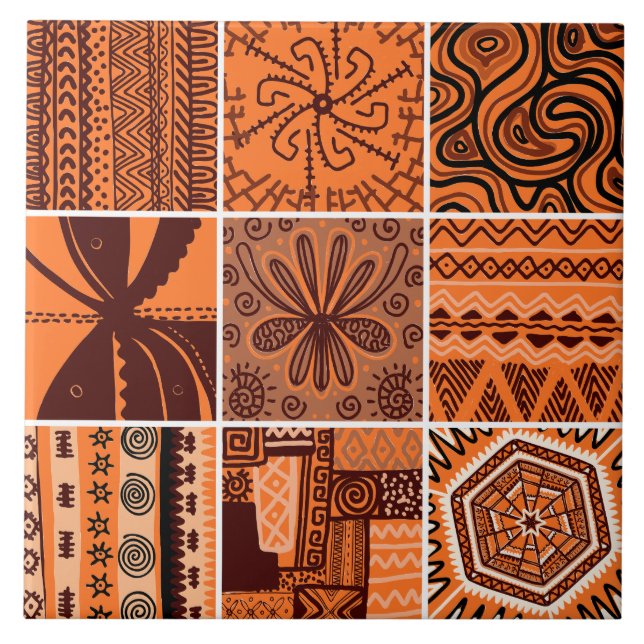 Cute African style pattern  Ceramic Tile (Front)