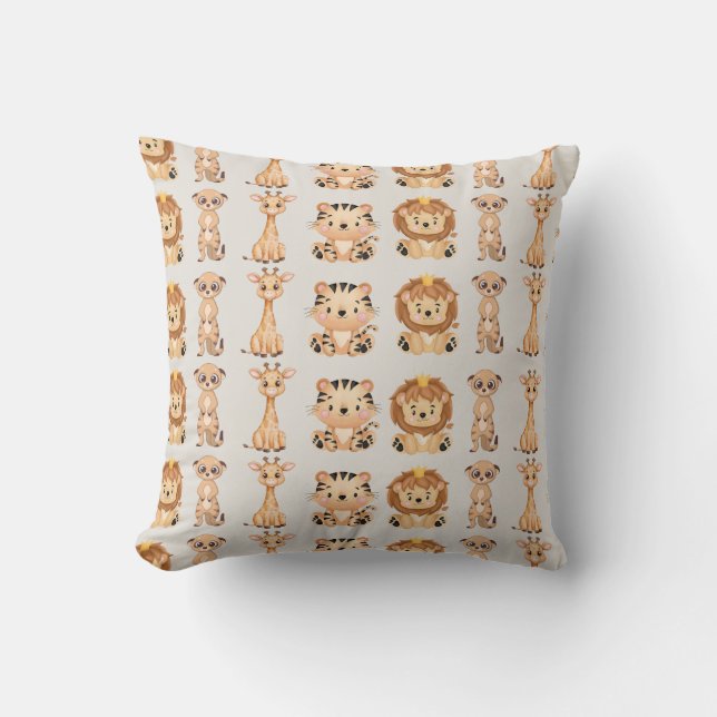 Cute African Wild Animals Cushion (Front)