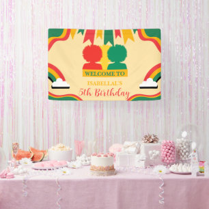 Cute afro African american girls Birthday party Banner