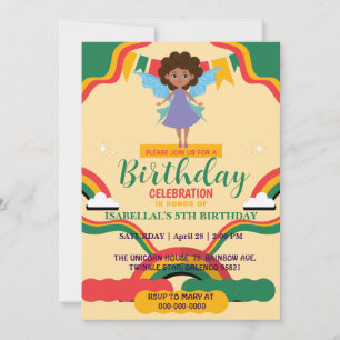 Cute afro angel African american girls Birthday Invitation