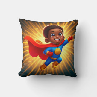 Cute Afro Superhero Throw Cushion