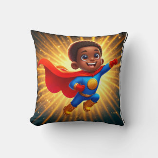 Cute Afro Superhero Throw Cushion