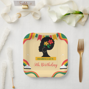 Cute afro women African american girls Birthday  Paper Plate