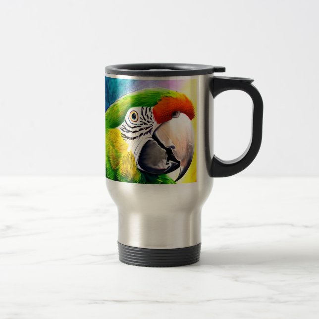 Cute AI Generated Parrots Close Up Travel Mug (Right)