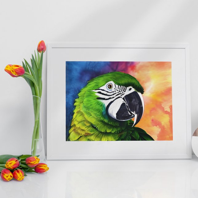 Cute AI Generated Watercolor Style Green Parrot Poster (Creator Uploaded)