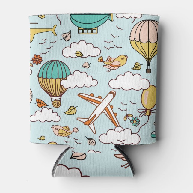 Cute Air Balloons Seamless Pattern Can Cooler (Front)