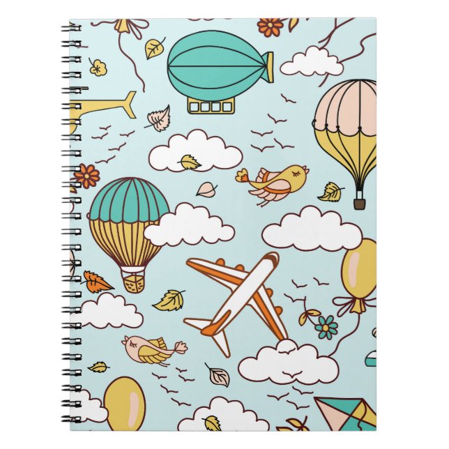 Cute Air Balloons Seamless Pattern Notebook (Front)