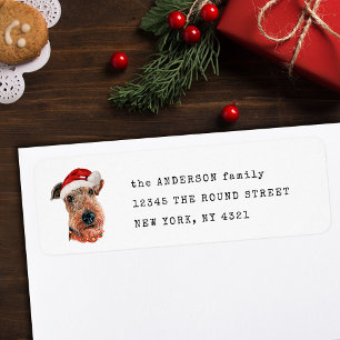 Cute Airedale Terrier Christmas Dog Return Address Return Address Label