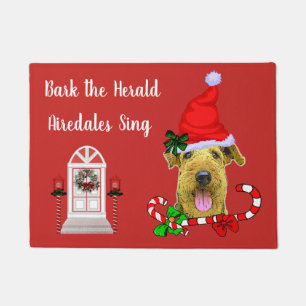 Cute Airedale Terrier Christmas  Doormat