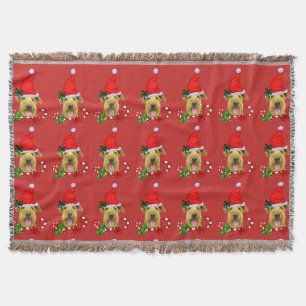 Cute Airedale Terrier Christmas Throw Blanket