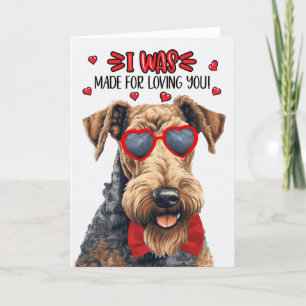 Cute Airedale Terrier Dog Love You Valentine Holiday Card