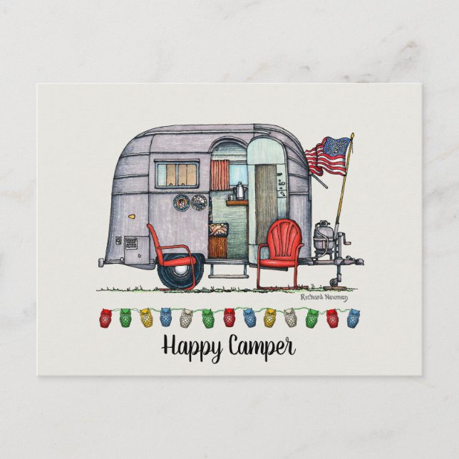Cute Airstream Camper Travel Trailer Postcard (Front)
