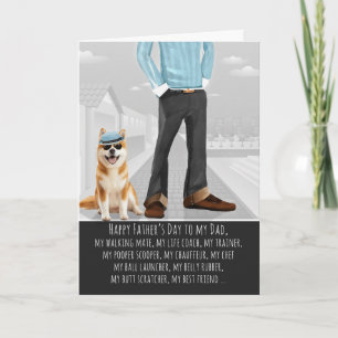 Cute Akita Dog and Dad Funny Father's Day Holiday Card